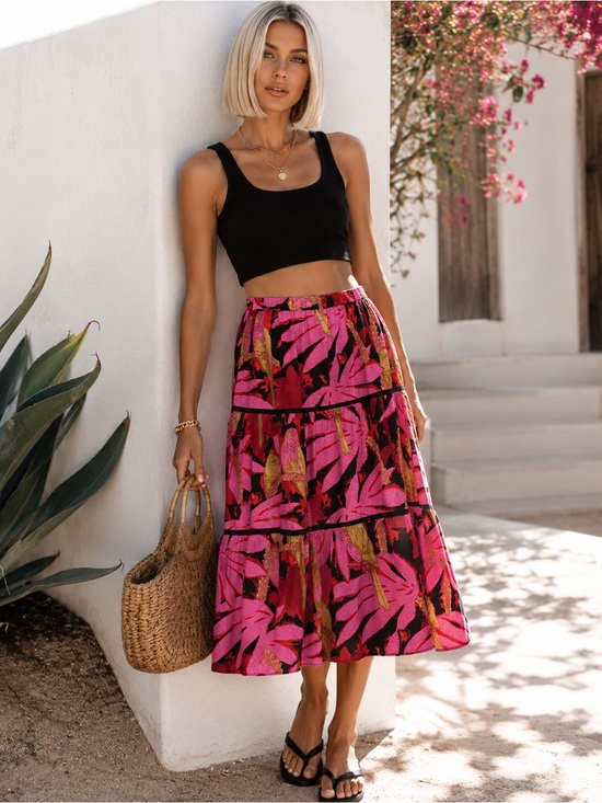 J. Crew Dresses & Skirts - NWT J. CREW Tiered Pull-on Midi Skirt In Palm Print Size Medium